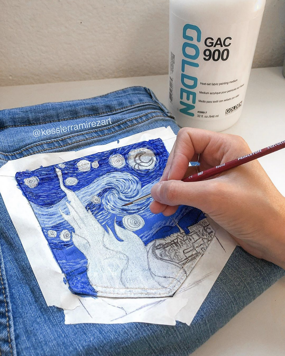how to seal acrylic paint on denim