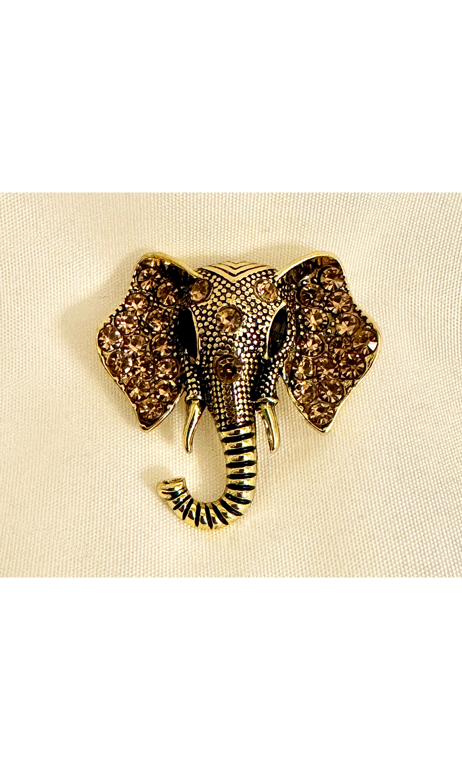 Gold Crystal Elephant Brooch