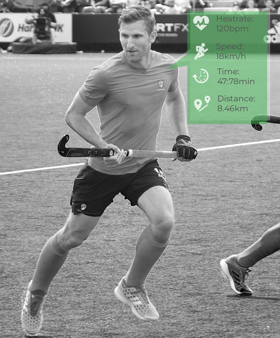 Athlete Data collection from wearables (Image of Mark Pearson, Team Canada Field Hockey)