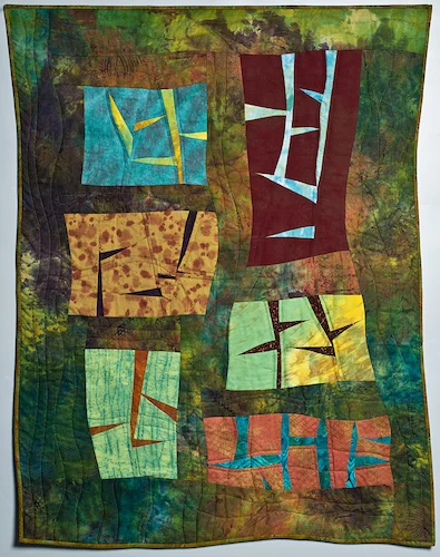 Barbara Ramsey brquilts.net Unknown Alphabet 45" x 34" $400 This quilt shows an imaginary alphabet for a language spoken by an unknown people in an unknown place.