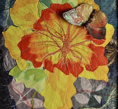 Orange & Yellow Flowers with Butterfly