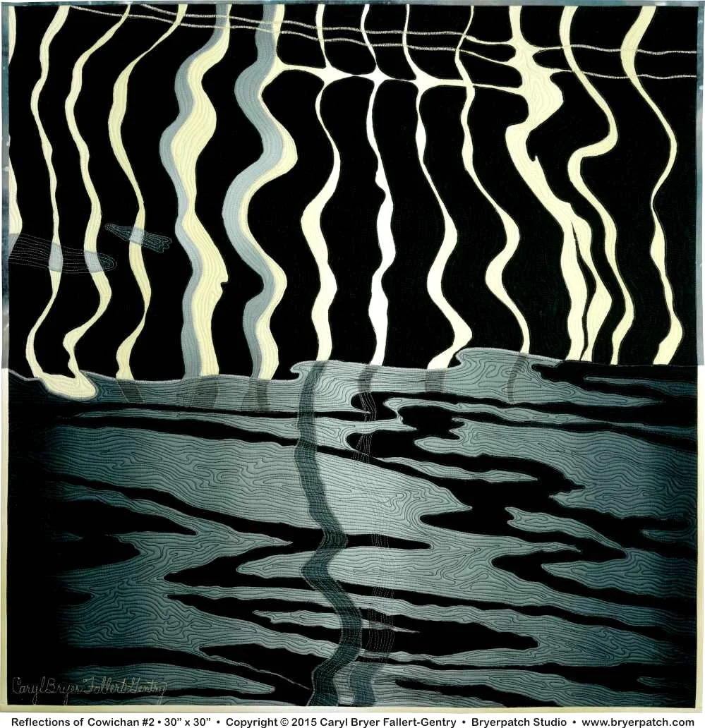 Reflections of Cowichan #2 Caryl Bryer Fallert-Gentry caryl@bryerpatch.com wall quilt 30" x 30" $3,400.00 This is the same image as Reflections of Cowichan #1 with the lights and darks reversed.