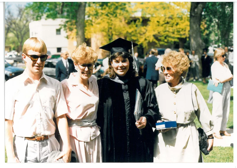Lyle, Cheri, Lynn and Norma at Lynn’s vet school graduation (1988)