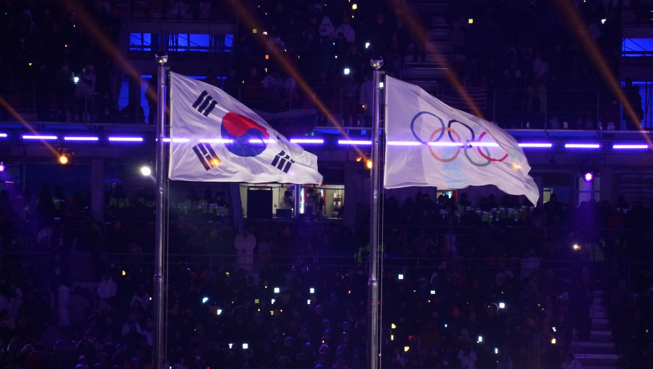 Opening Ceremony - Korean and Olympic Flag