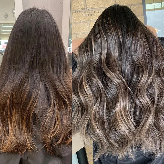 Lighter, but not too light ✨ How luscious is her hair? I lightened her and tones her down with a medium natural pearl blonde from @redken. Treated with @olaplex #2 and @brazilianbondbuilder in each step! Still loving the olaplex oil no.7.