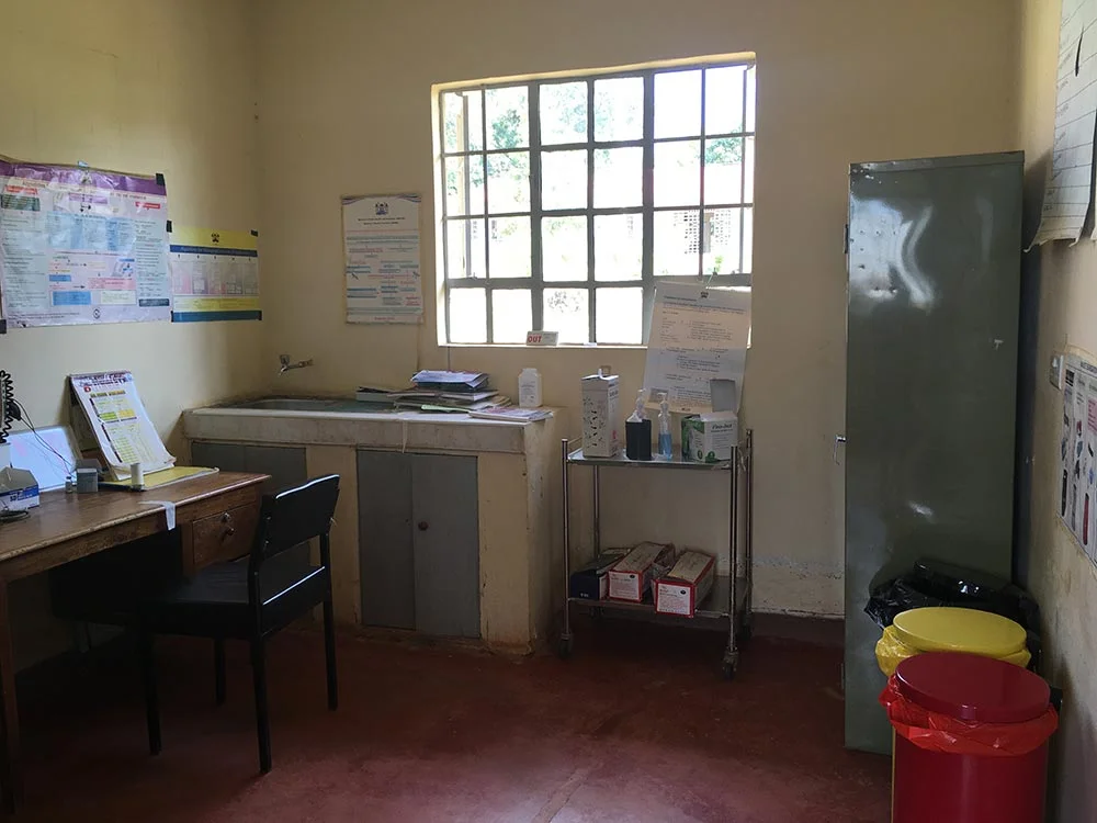 The assessment room. This is where patients are first seen when they arrive at Simenya Health Centre.