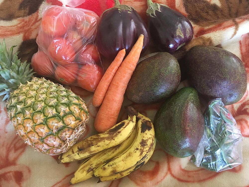 Also this week: another steal at the market. 10 tomatoes, 2 aubergines, 1 pineapple, 2 carrots, 2 avocados, 4 bananas and a bunch of chillies for £2.24.