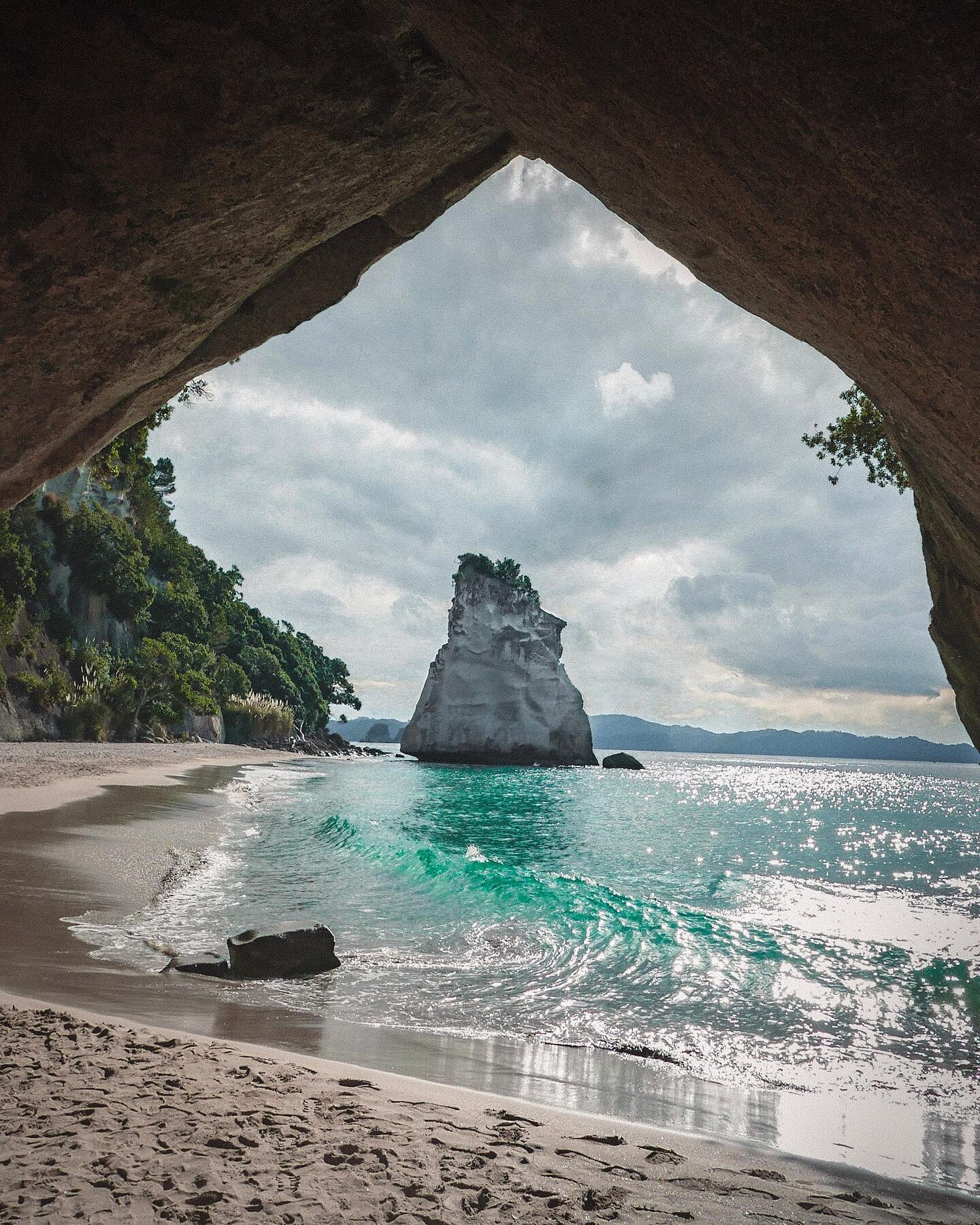 Cathedral Cove, famous for its beauty, but also apparently that scene in The Chronicles of Narnia: Prince Caspian where the Pevensie children first re-enter Narnia. And for being the music video location for the song Can't Hold Us by Macklemore &amp;