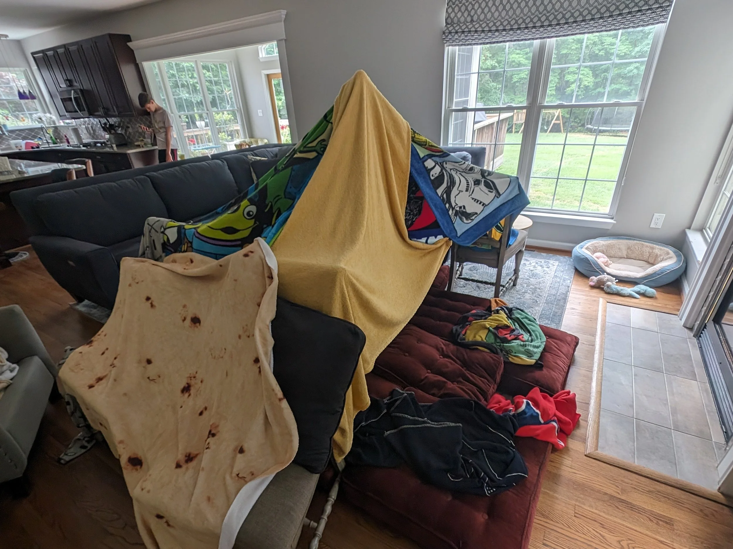  Cadence’s kids built the coolest blanket fort while we were filming all over their house.  