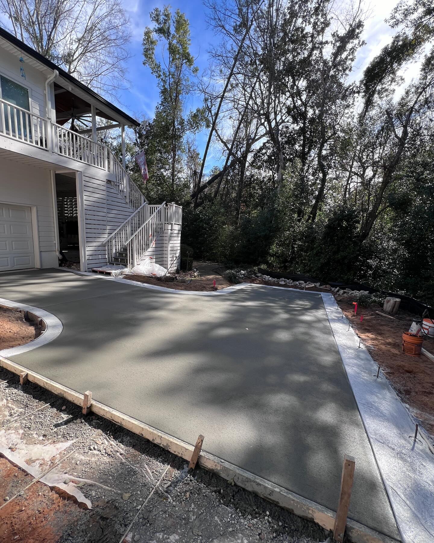 First placement down on this driveway. Long ways to go! This driveway will be a master piece! Tomorrow is a big day for us. We have two large driveways we are placing. Continuance on this one and our first placement on another in Orange Beach with Ju