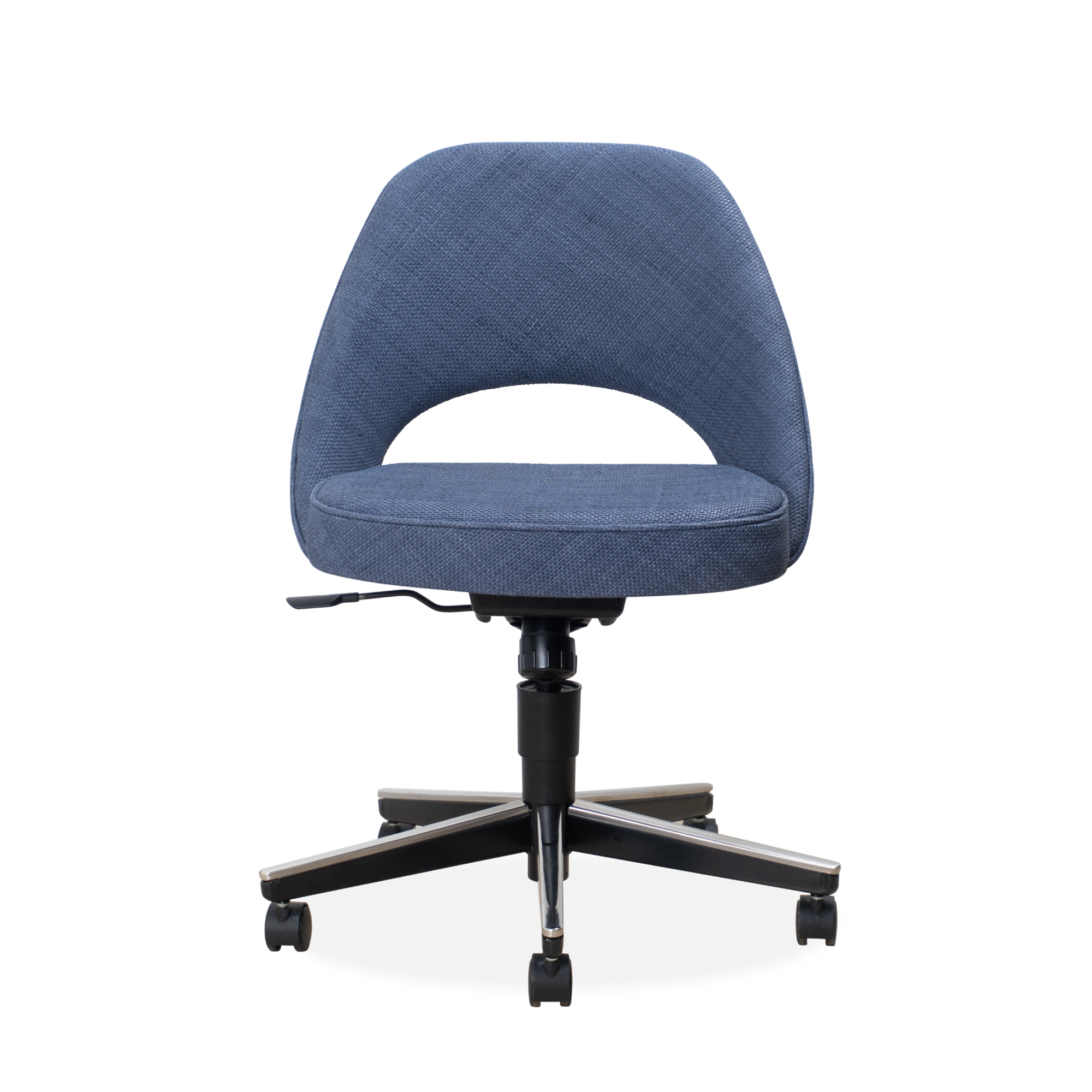 Saarinen Executive Armless Chair in Woven Leather, Swivel Base