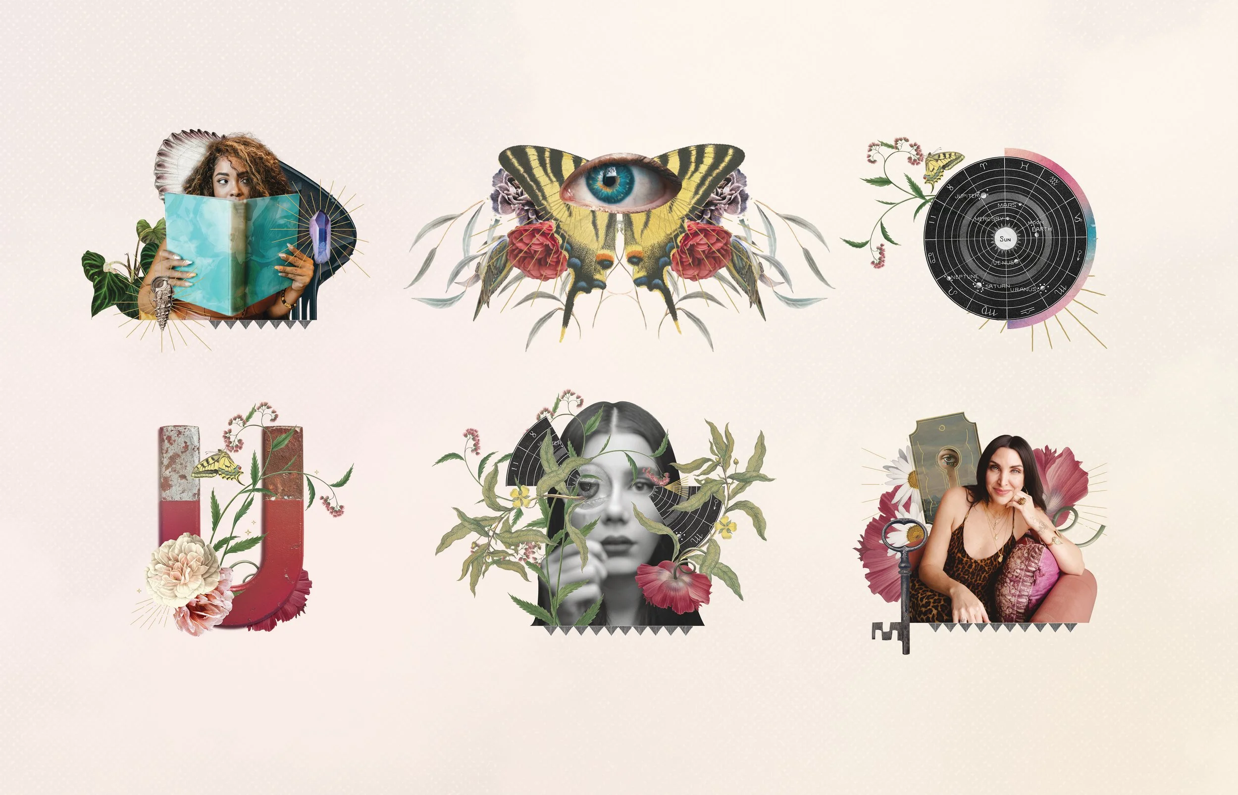  As part of DesignGood’s creative team, I crafted this growing collection of digital collages to expand the studio’s existing visual identity. Layering photography, botanical imagery, and symbolic elements gives the compositions a sense of unexpected