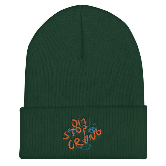 STOP CRYING beanies - $35 available in red, grey, olive green, navy, white, black