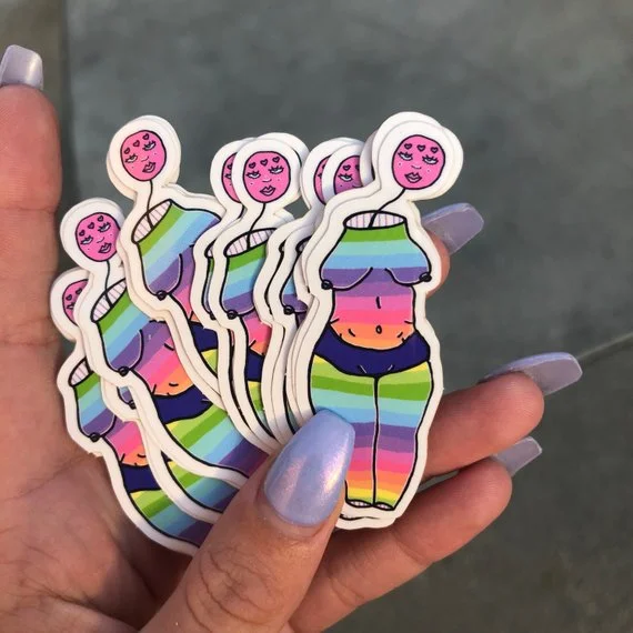 2 “rainbow babe” stickers