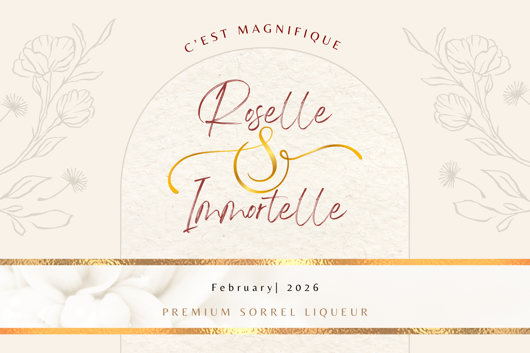 Beige Gold Modern Elegant Simple Floral Wedding Wine Label.png