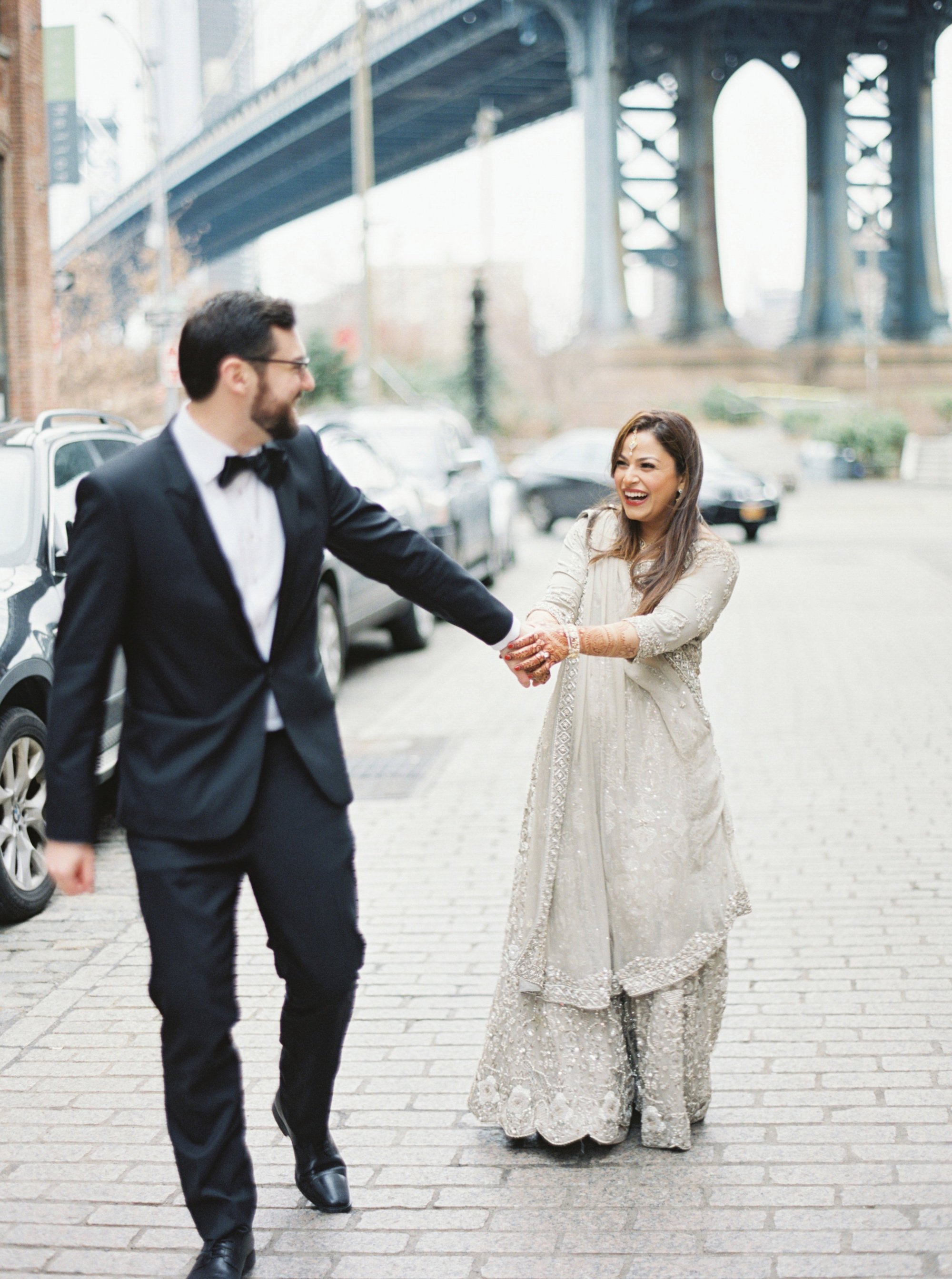 Fun Couple Portrait | Colorful & Sweet Brooklyn Wedding | The Green Building
