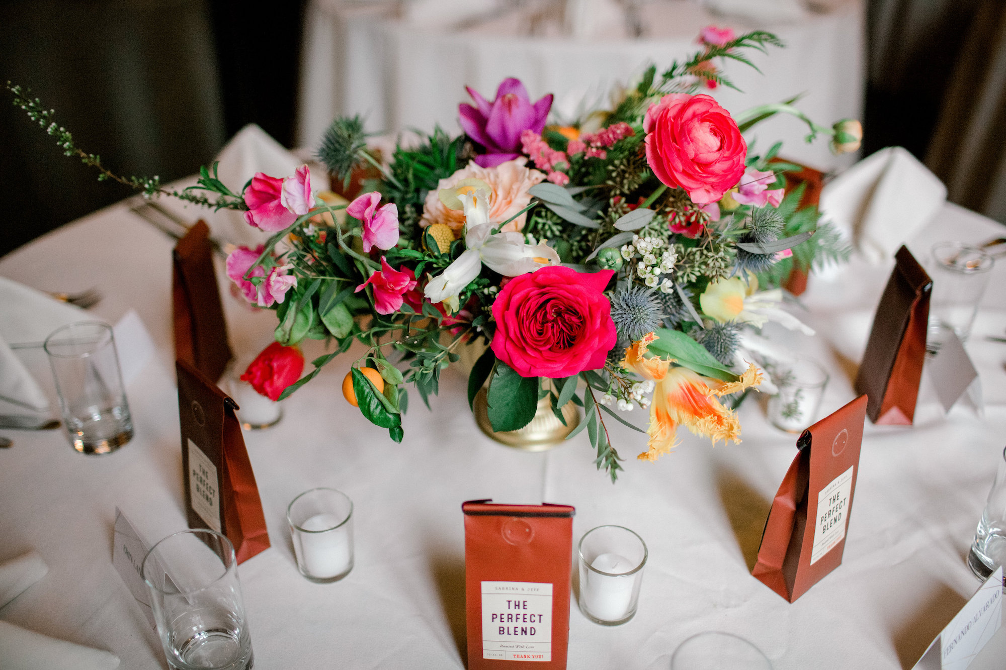 Bright Centerpiece | Tablescape | Colorful & Sweet Brooklyn Wedding | The Green Building