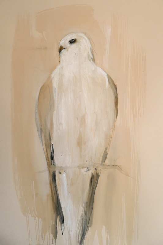  "White Tailed Kite in Tree," 2013  Korean watercolor and graphite   30 x 22 inches 