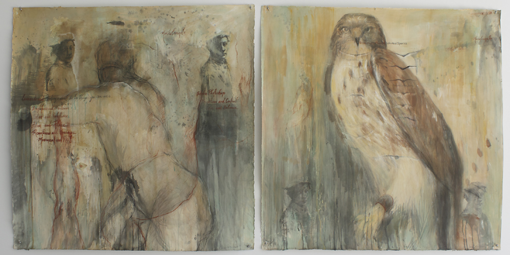  "Leonardo Diptych", 2001 Casein and ink on paper 42" x 42" each 