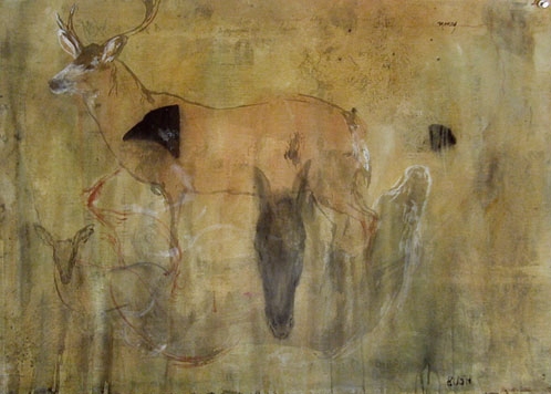  "Pope Series / Deer", 2001 Casein, ink and beeswax on paper 22" x 30" 
