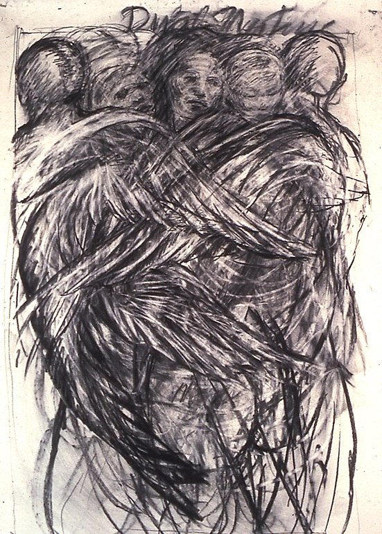 "Dual Nature", 1986 Charcoal on paper, 62" x 42" 