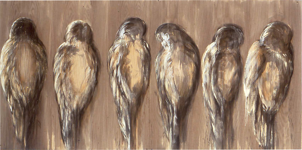  "Owl", 1992 Ink and casein on redwood panel 48" x 96" 