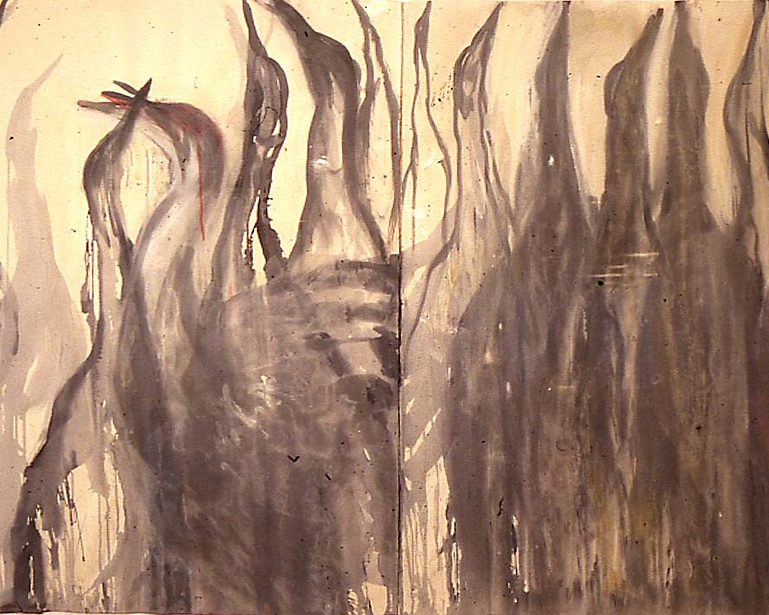  "Cranes", 1989 Ink and watercolor on paper 53" x 85" 