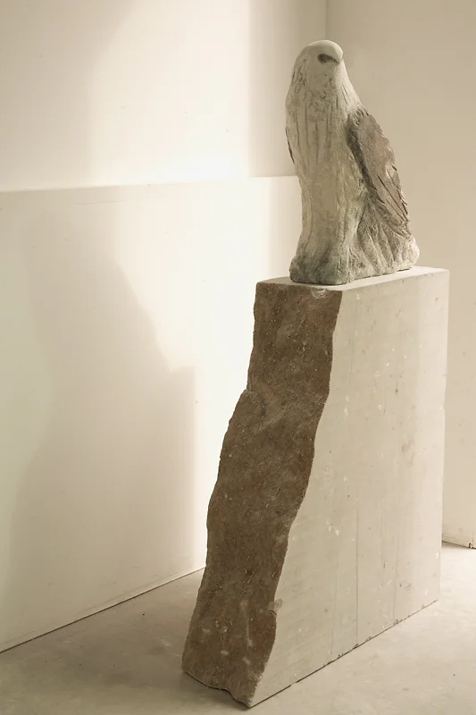  "White Kite," 2010 Provencal and fossil limestone with sumi-e ink 50 x 8 x 27 inches      