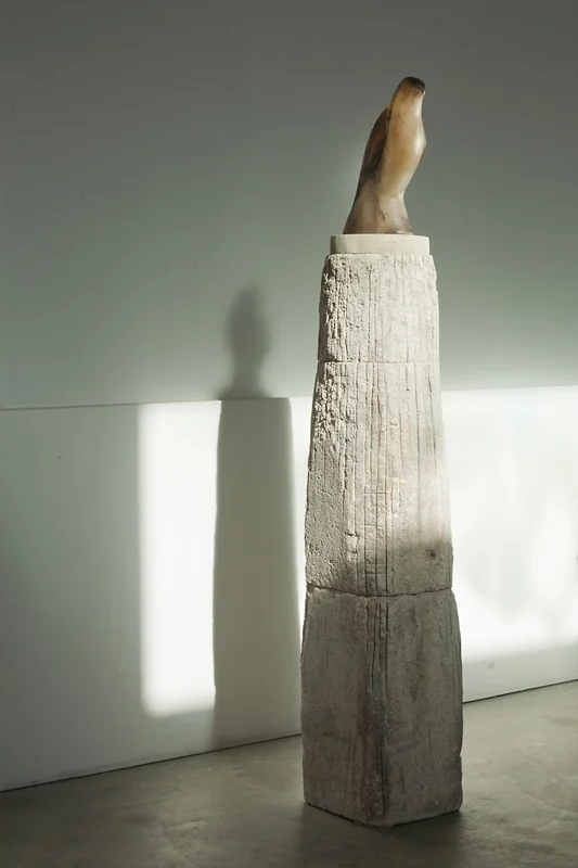  "Dervish Bird," 2011 Hand blown pigmented glass and limestone 65 x 10 x 13 inches 