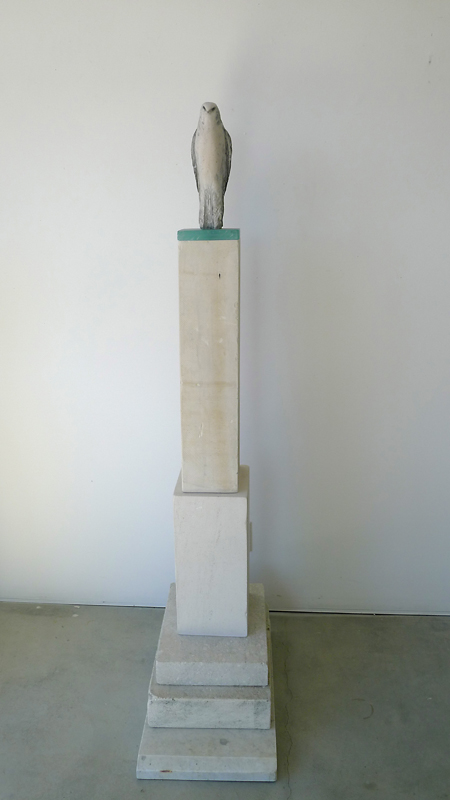  "White Kite on Blue Lagoon," 2013 Pigmented limestone, marble, and kiln cast glass 86 x 14 x 25 