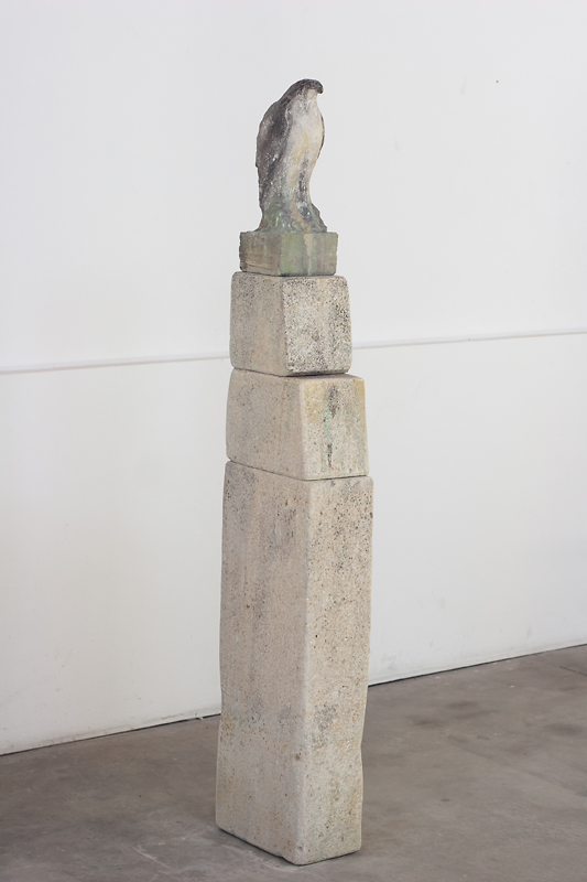  "Stella Dallas Bird," 2014 Limestone and pigment 62.5 x 12 x 6.5 inches 