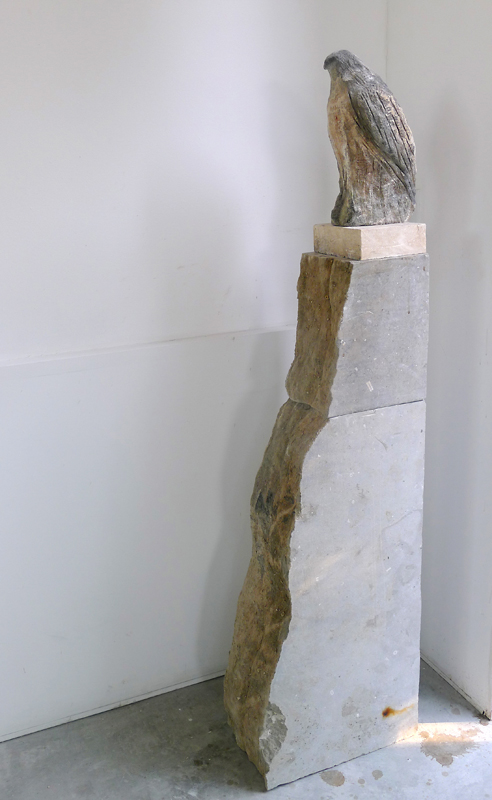  "Sparrow Hawk," 2014 Limestone and pigment 57 x 8 x 16 inches 