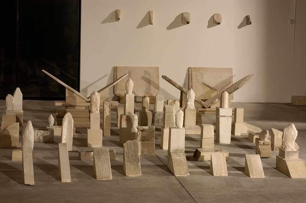  "Egyptian Wing (for Paul)," Studio View at Night, 2006 Provencal limestone and mixed media   
