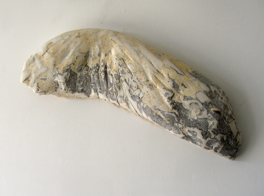  "Marble Wing," 2006 White Portuguese Marble and Marble Mix Inlay 15 x 25 x 3 inches  