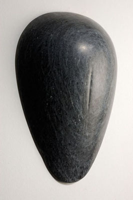  "Pregnant Belly," 2005 Hand-carved black Portuguese marble, painted wood base 8 x 14 x 9 inches 