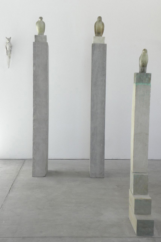  Installation with Glass Fossil Bird, 2010 Hand blown pigmented glass and limestone Dimensions Variable       