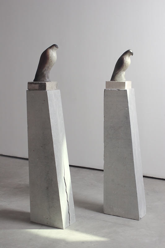  "Monk Birds," 2010 Hand blown pigmented glass and limestone 64 x 8 x 14.5 inches (each) 