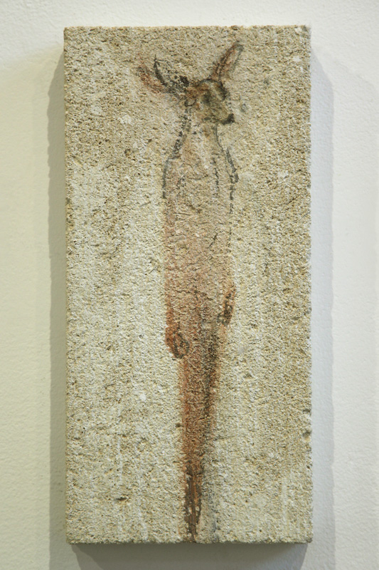  "Deer Tablet," 2010 Korean watercolor on limestone 15 x 7 inches 