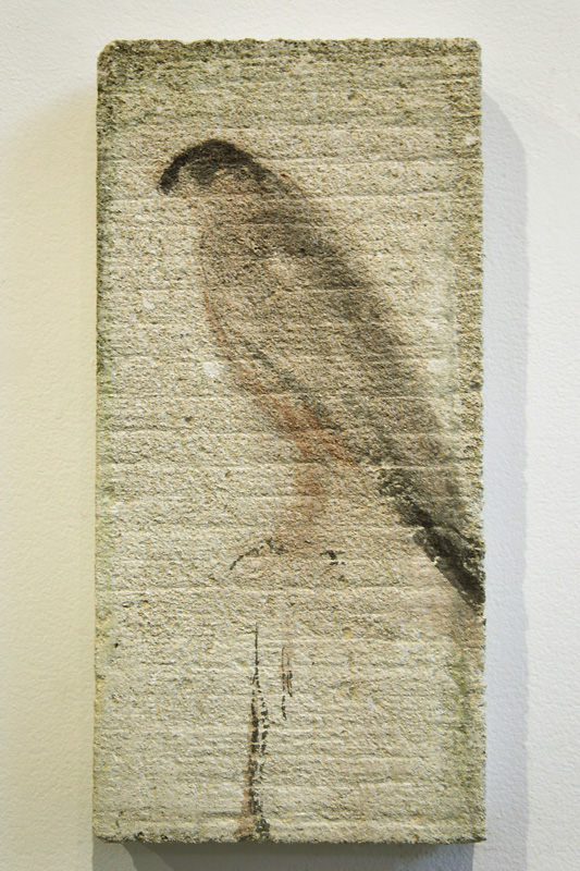  "Peregrine Tablet," 2010 Korean watercolor on limestone 15 x 7.5 inches 