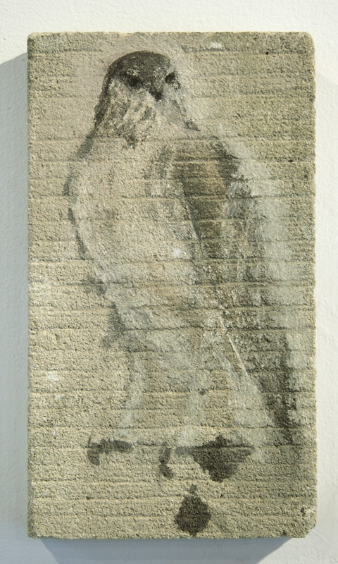  "Lined Bird Tablet," 2010 Sumi ink on limestone 15 x 7. 5 inches   