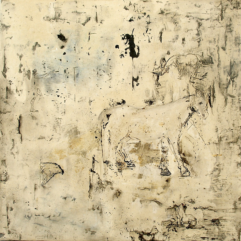  "Palomino," 2005-2007 Marble mix and sumi ink on wood 24 x 24 x .5 inches 