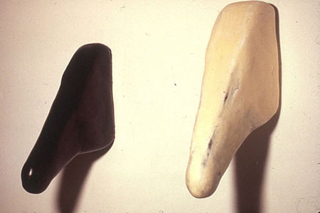  "Race," 1993 Mixed media left: 26 x 6 x 23 inches right: 29 x 9 x 21 inches Collection of the Yellowstone Art Museum, Billings, MT 