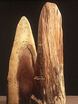  "Hand / Wing," 1990 Redwood, mixed media 60 x 28 x 14 inches (left) 55 x 78 x 5 inches (right) 