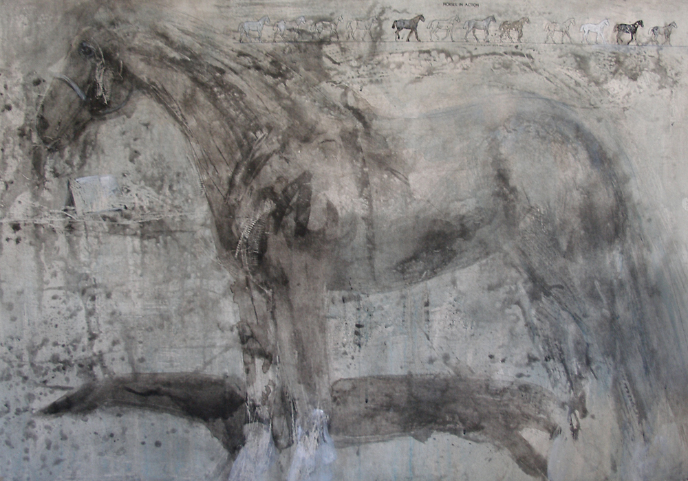  "Dapple Grey Spit Bite," 2009 Hand painted etching with lithography 31.5" x 45" 