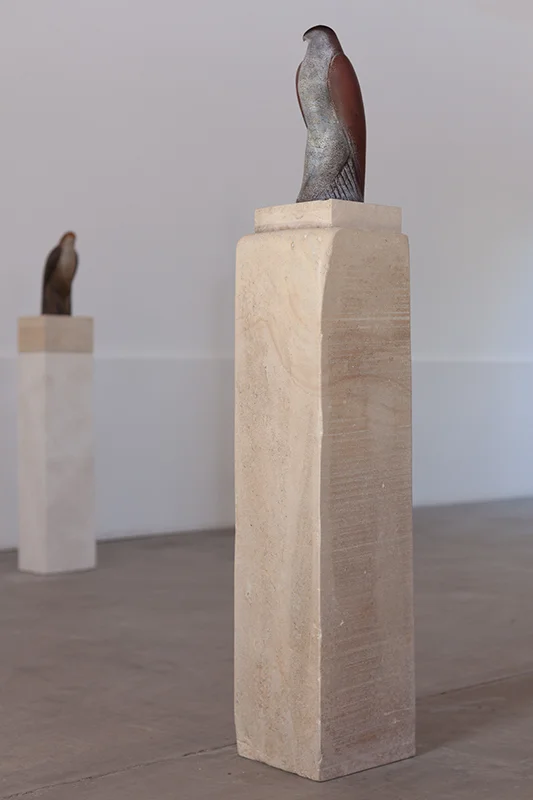  "Dancing Picasso," 2015 Hand blown pigmented glass on limestone 58.5 x 10 x 11 inches 