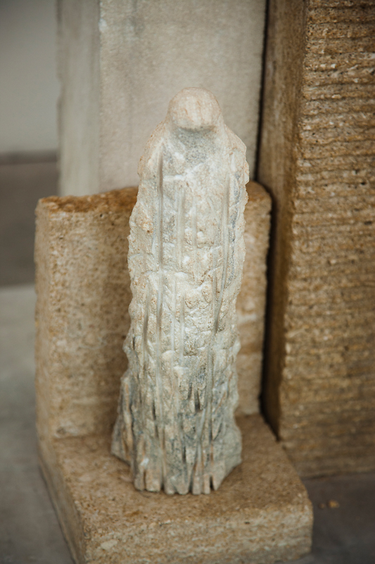 "Monk Morandi" detail, 2013 Limestone and kiln cast glass 