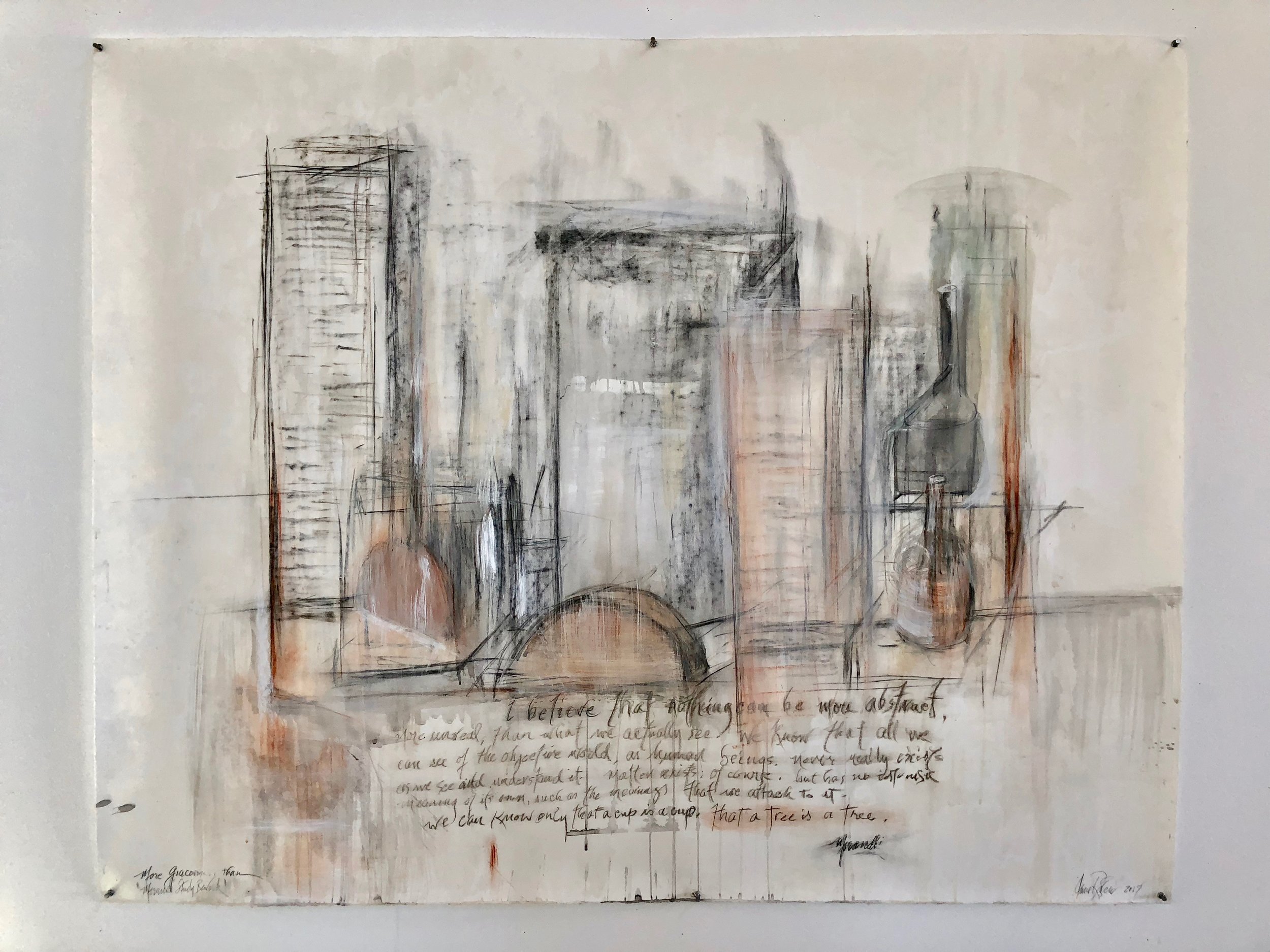  "Morandi Drawing," 2014 Chalks, coffee, charcoal 52 x 80 inches 