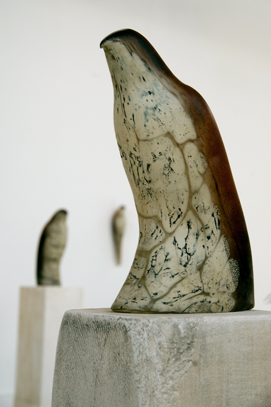  "Mrs. Brancusi," 2013 Hand blown pigmented glass and pigmented limestone 72.5 x 8 x 10 inches     