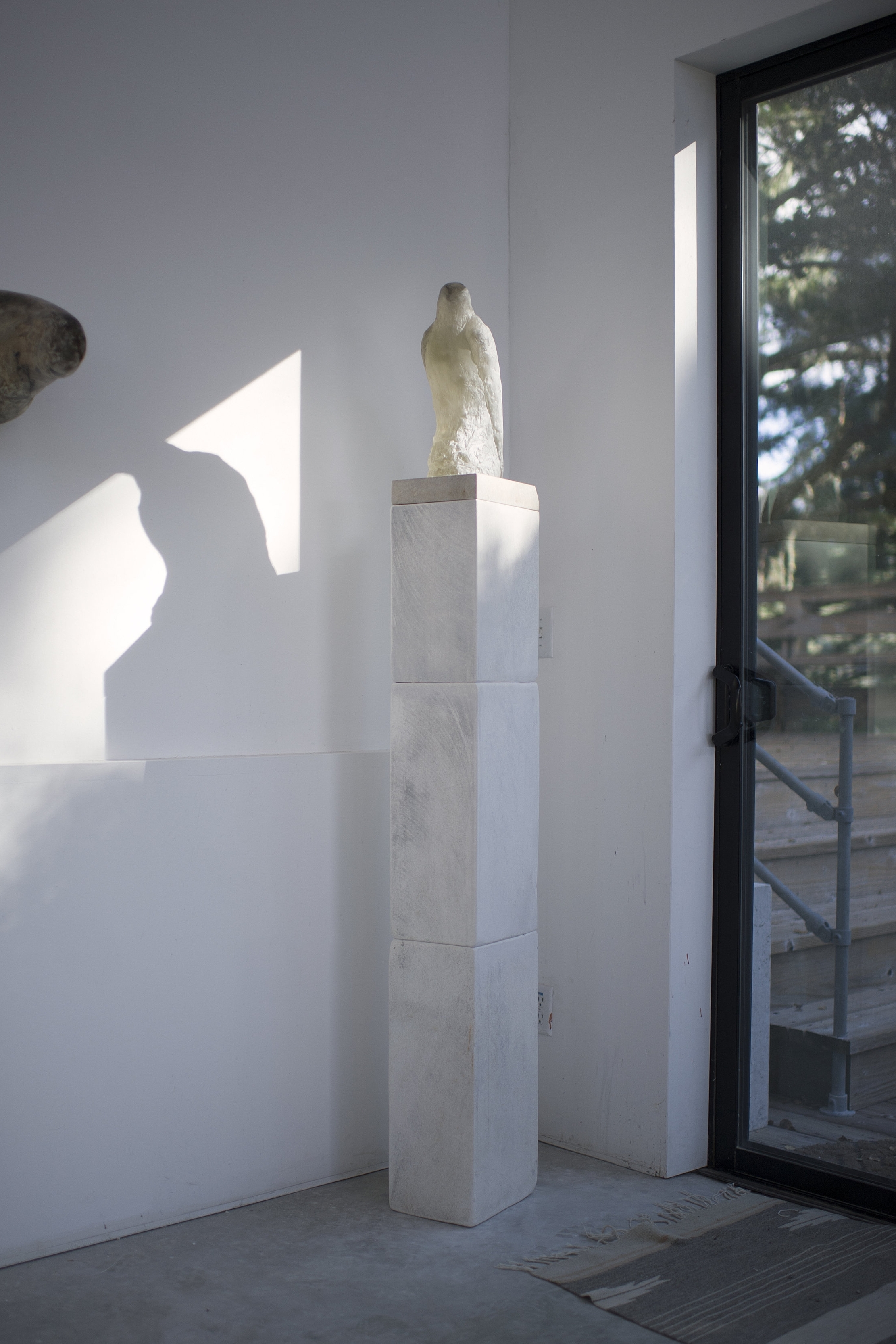  "Grey Crystal Bird," 2014 Kiln cast crystal and pigmented limestone 71 x 8 x 10 inches  