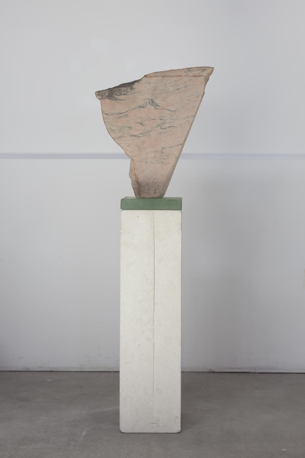  “Horse Drinking Water,” 2018   Portuguese marble, kiln cast glass and limestone  48 x 16.5 x 9 inches    